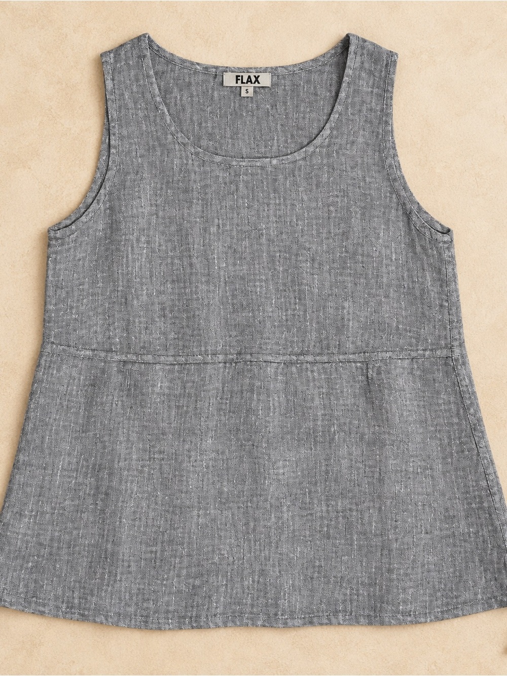 Flax100% Linen  Gray Scoop-Neck Tank Top